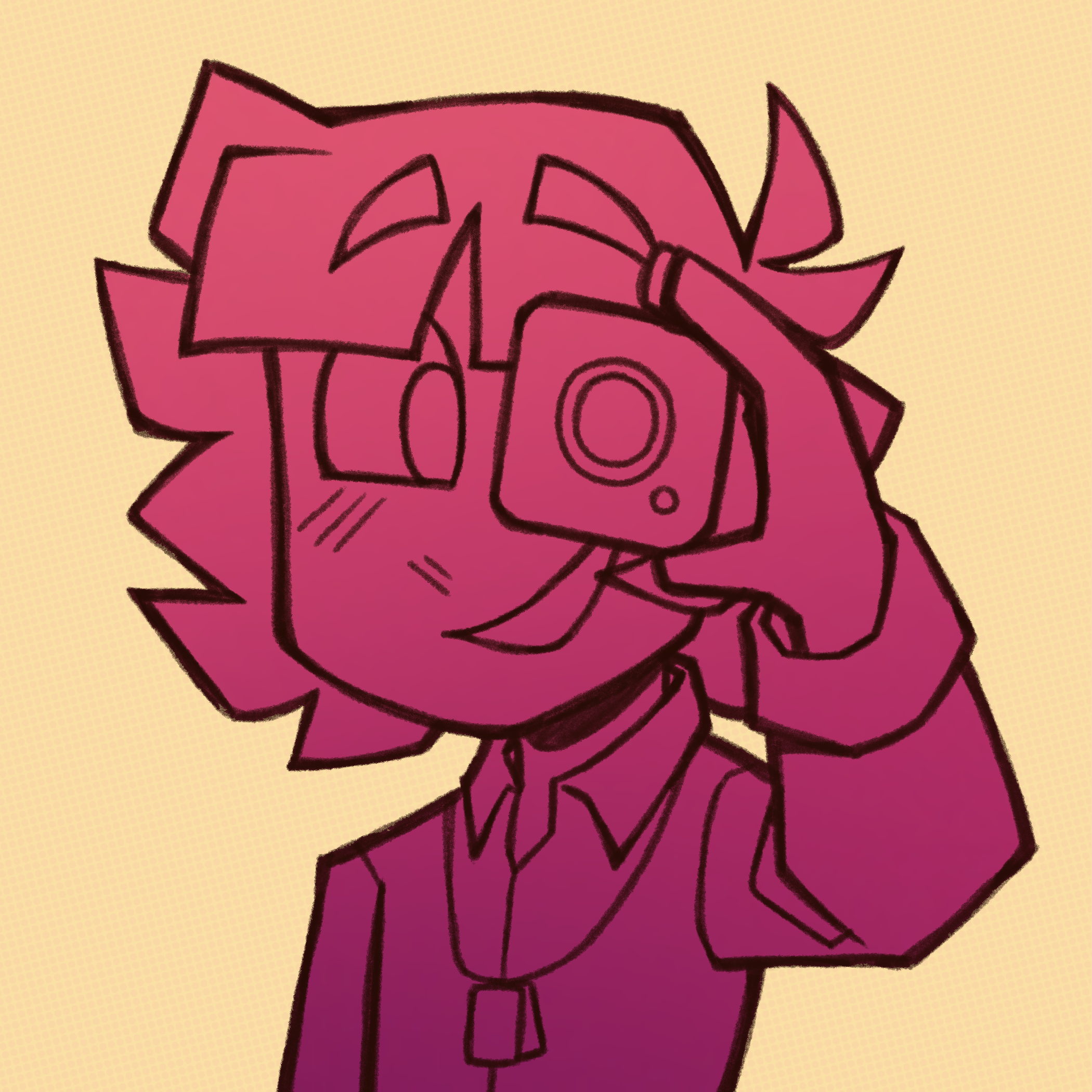 An image of Martin holding up the instagram app over his left eye. He has a big smile on his face.